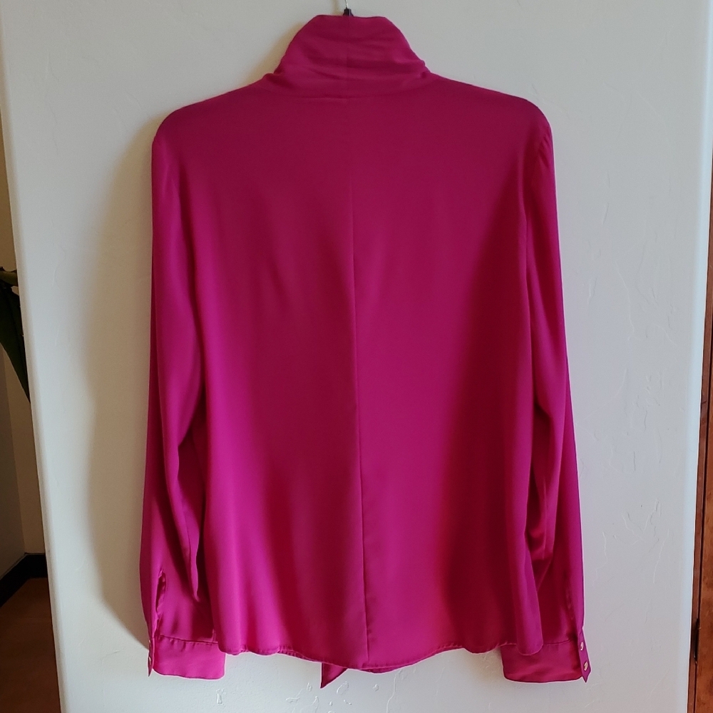 Calvin Klein Fuchsia Blouse with Tie Neck - Picture 2 of 10
